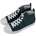 Green sashiko pattern Women s Mid-Top Canvas Sneakers View2