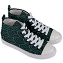 Green sashiko pattern Women s Mid-Top Canvas Sneakers View3