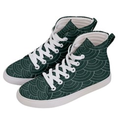 Green Sashiko Pattern Women s Hi-top Skate Sneakers by goljakoff