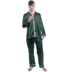 Green Sashiko Pattern Men s Long Sleeve Satin Pajamas Set by goljakoff