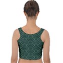 Green sashiko pattern Velvet Crop Top View2