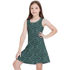 Green Sashiko Pattern Kids  Lightweight Sleeveless Dress by goljakoff