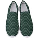 Green sashiko pattern Men s Slip On Sneakers View1