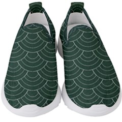 Green Sashiko Pattern Kids  Slip On Sneakers by goljakoff