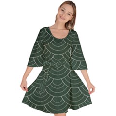 Green Sashiko Pattern Velour Kimono Dress by goljakoff