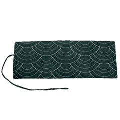 Green Sashiko Pattern Roll Up Canvas Pencil Holder (s) by goljakoff