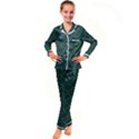 Green sashiko pattern Kid s Satin Long Sleeve Pajamas Set View1