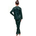 Green sashiko pattern Kid s Satin Long Sleeve Pajamas Set View2