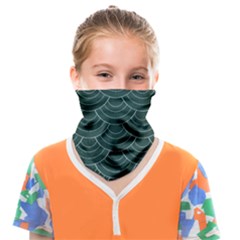 Green Sashiko Pattern Face Covering Bandana (kids) by goljakoff