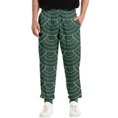 Green Sashiko Pattern Men s Elastic Waist Pants by goljakoff