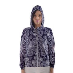 Flowers mandala ornament Women s Hooded Windbreaker