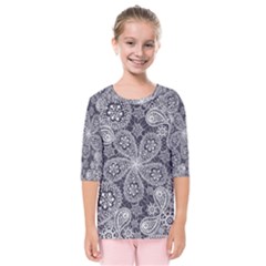 Flowers mandala ornament Kids  Quarter Sleeve Raglan Tee