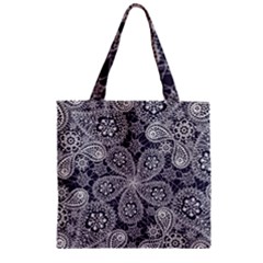 Flowers mandala ornament Zipper Grocery Tote Bag