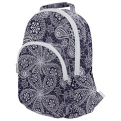 Flowers mandala ornament Rounded Multi Pocket Backpack