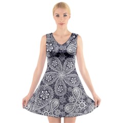 Flowers mandala ornament V-Neck Sleeveless Dress