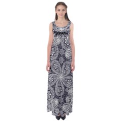 Flowers mandala ornament Empire Waist Maxi Dress