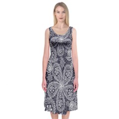 Flowers Mandala Ornament Midi Sleeveless Dress by goljakoff