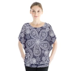 Flowers mandala ornament Batwing Chiffon Blouse