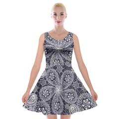 Flowers mandala ornament Velvet Skater Dress