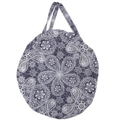 Flowers mandala ornament Giant Round Zipper Tote