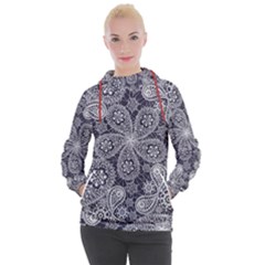 Flowers mandala ornament Women s Hooded Pullover