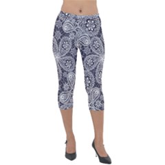 Flowers Mandala Ornament Lightweight Velour Capri Leggings  by goljakoff