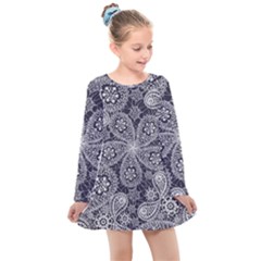 Flowers mandala ornament Kids  Long Sleeve Dress