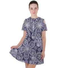 Flowers Mandala Ornament Short Sleeve Shoulder Cut Out Dress  by goljakoff