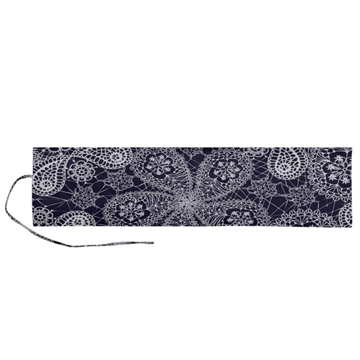 Flowers mandala ornament Roll Up Canvas Pencil Holder (L)