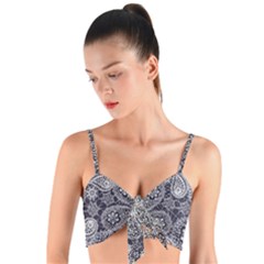 Flowers mandala ornament Woven Tie Front Bralet