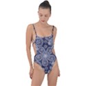 Flowers mandala ornament Tie Strap One Piece Swimsuit View1