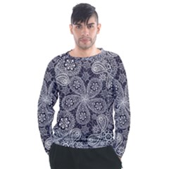 Flowers mandala ornament Men s Long Sleeve Raglan Tee