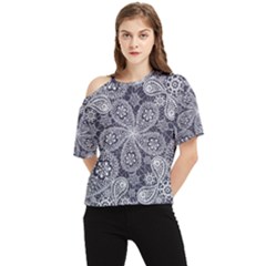 Flowers Mandala Ornament One Shoulder Cut Out Tee by goljakoff