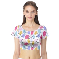 Watercolor Circles  Abstract Watercolor Short Sleeve Crop Top by SychEva