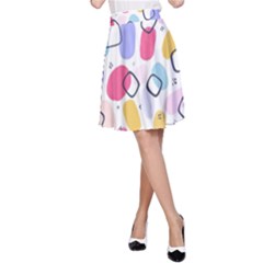 Watercolor Circles  Abstract Watercolor A-line Skirt by SychEva