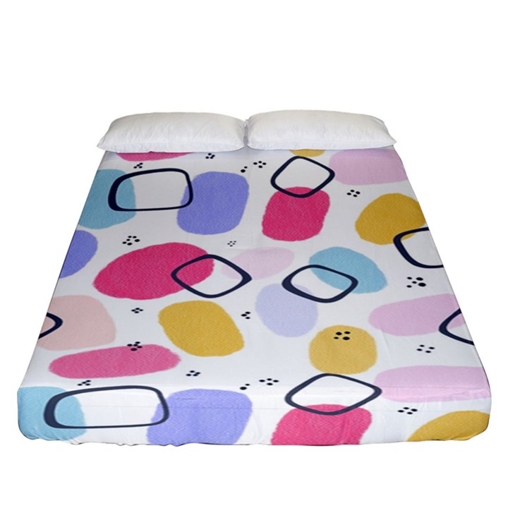 Watercolor circles. Abstract watercolor Fitted Sheet (King Size)