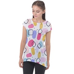 Watercolor Circles  Abstract Watercolor Cap Sleeve High Low Top by SychEva