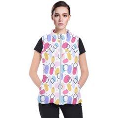 Watercolor Circles  Abstract Watercolor Women s Puffer Vest by SychEva