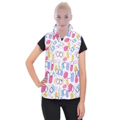 Watercolor Circles  Abstract Watercolor Women s Button Up Vest by SychEva