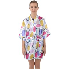 Watercolor Circles  Abstract Watercolor Half Sleeve Satin Kimono  by SychEva