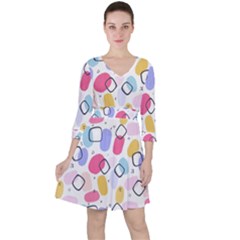 Watercolor Circles  Abstract Watercolor Ruffle Dress by SychEva