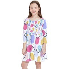 Watercolor Circles  Abstract Watercolor Kids  Quarter Sleeve Skater Dress by SychEva