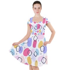 Watercolor Circles  Abstract Watercolor Cap Sleeve Midi Dress by SychEva