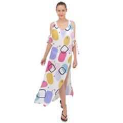 Watercolor Circles  Abstract Watercolor Maxi Chiffon Cover Up Dress by SychEva