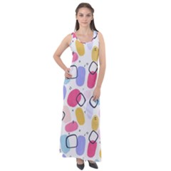 Watercolor Circles  Abstract Watercolor Sleeveless Velour Maxi Dress by SychEva