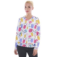 Watercolor Circles  Abstract Watercolor Velvet Zip Up Jacket by SychEva