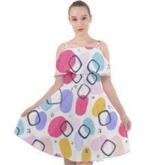 Watercolor Circles  Abstract Watercolor Cut Out Shoulders Chiffon Dress by SychEva