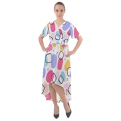 Watercolor Circles  Abstract Watercolor Front Wrap High Low Dress by SychEva