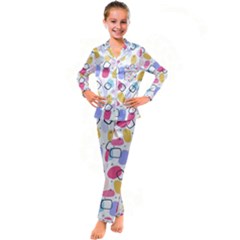 Watercolor Circles  Abstract Watercolor Kid s Satin Long Sleeve Pajamas Set by SychEva