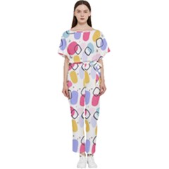 Watercolor Circles  Abstract Watercolor Batwing Lightweight Jumpsuit by SychEva